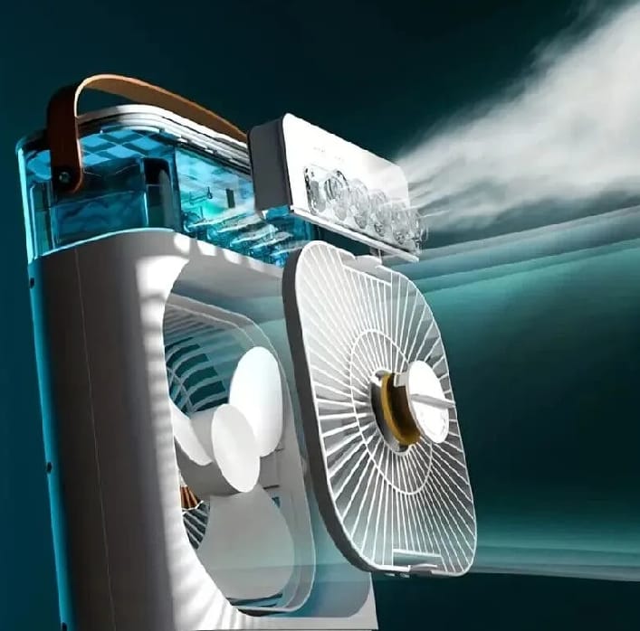 3-in-1 Portable Mist Fan | Rechargeable Air Cooler with LED Night Light